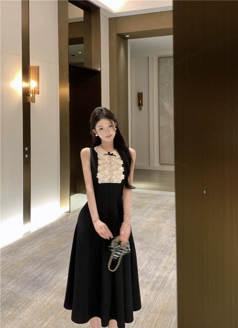 【dress】ノースリーブレースドッキングワンピース　M31116