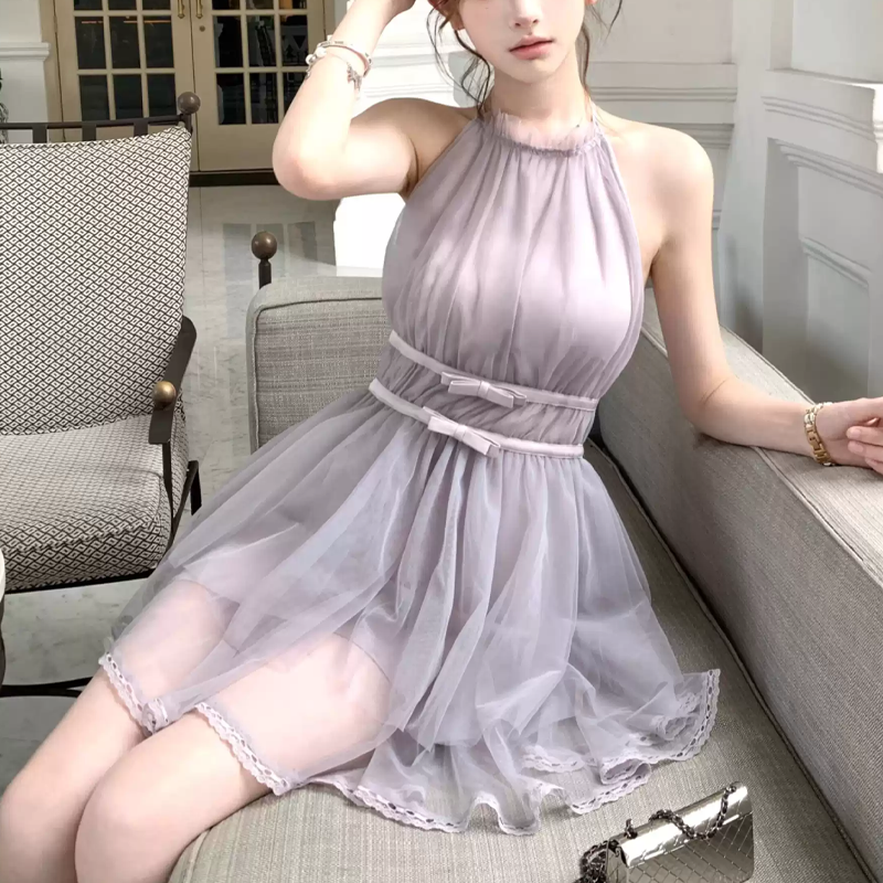 【dress】バックリボンチュールミニワンピース　M31380