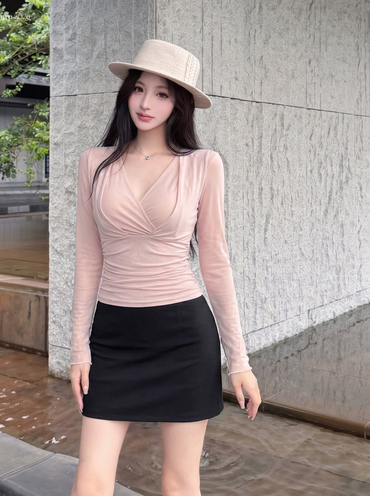 【tops】チュールドッキングトップス Q8743