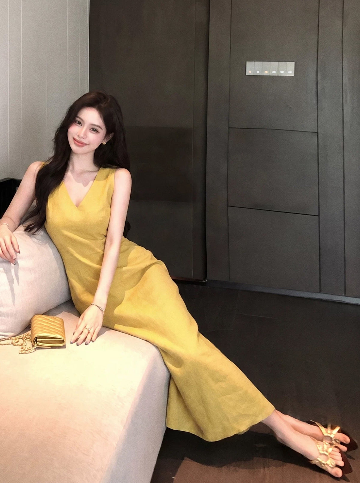 【dress】ロングベストワンピース Q8891
