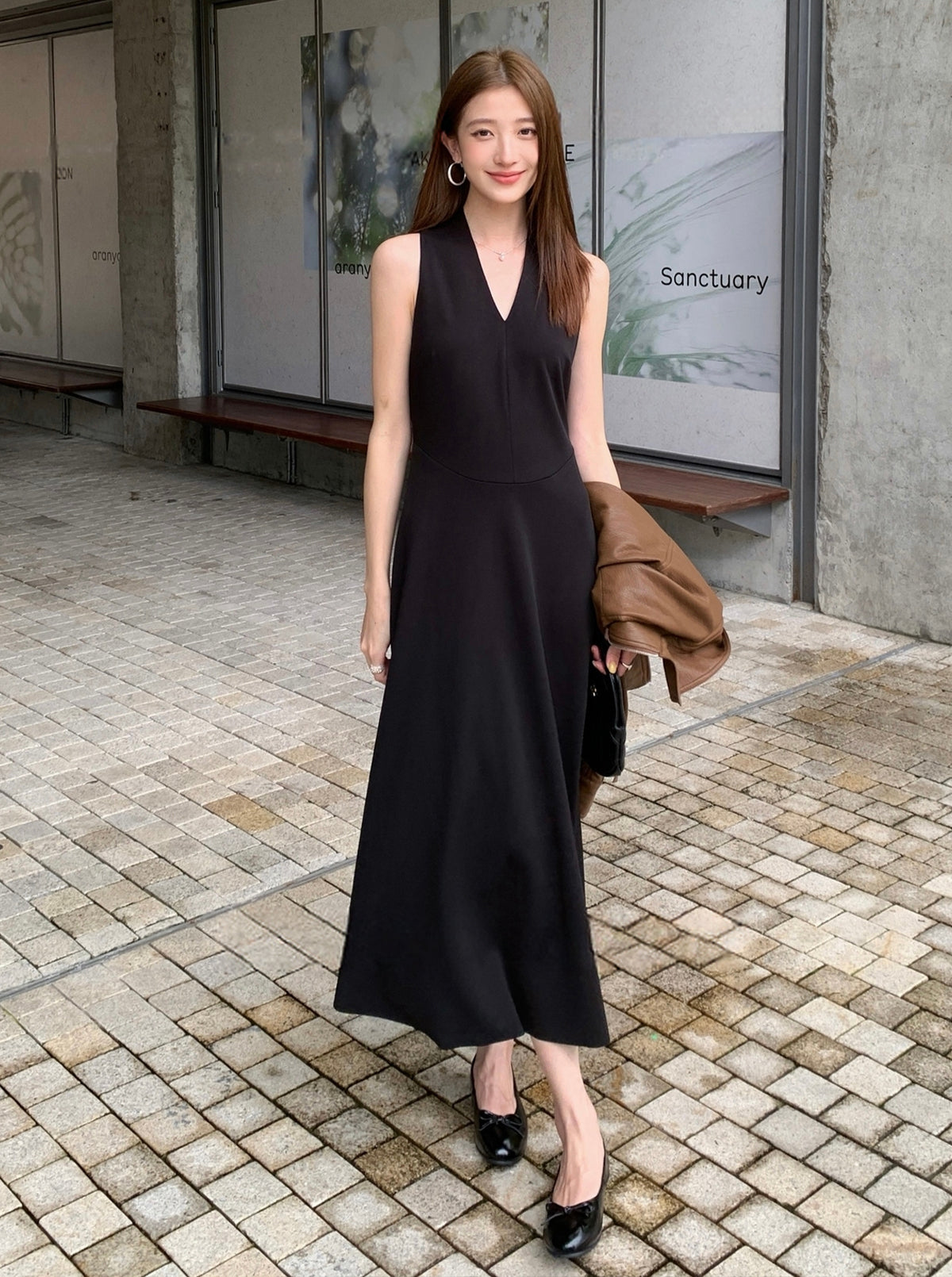 【dress】ノースリーブロングワンピース Q8931