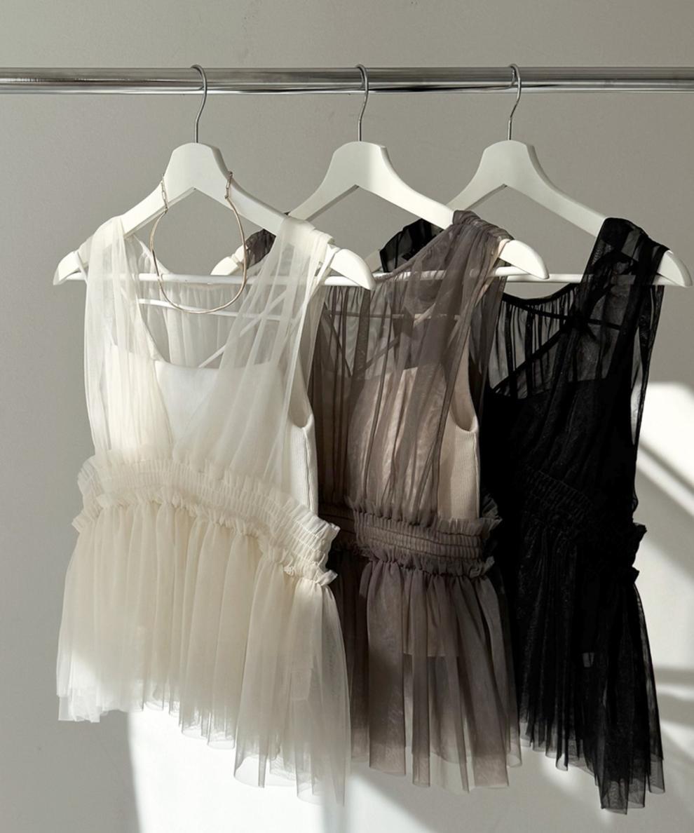 【tops】チュールノースリーブトップス　M29964