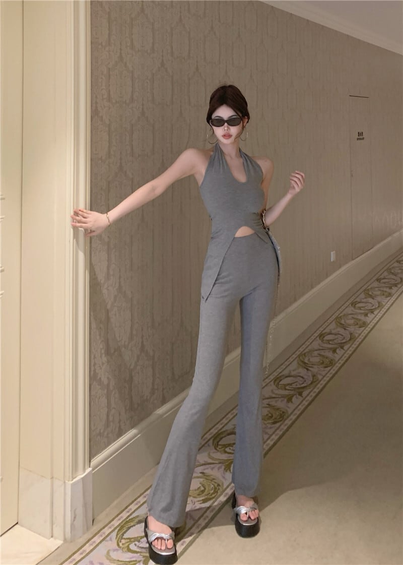 【set】スリットキャミソール+ラッパズボン２点セットG21282