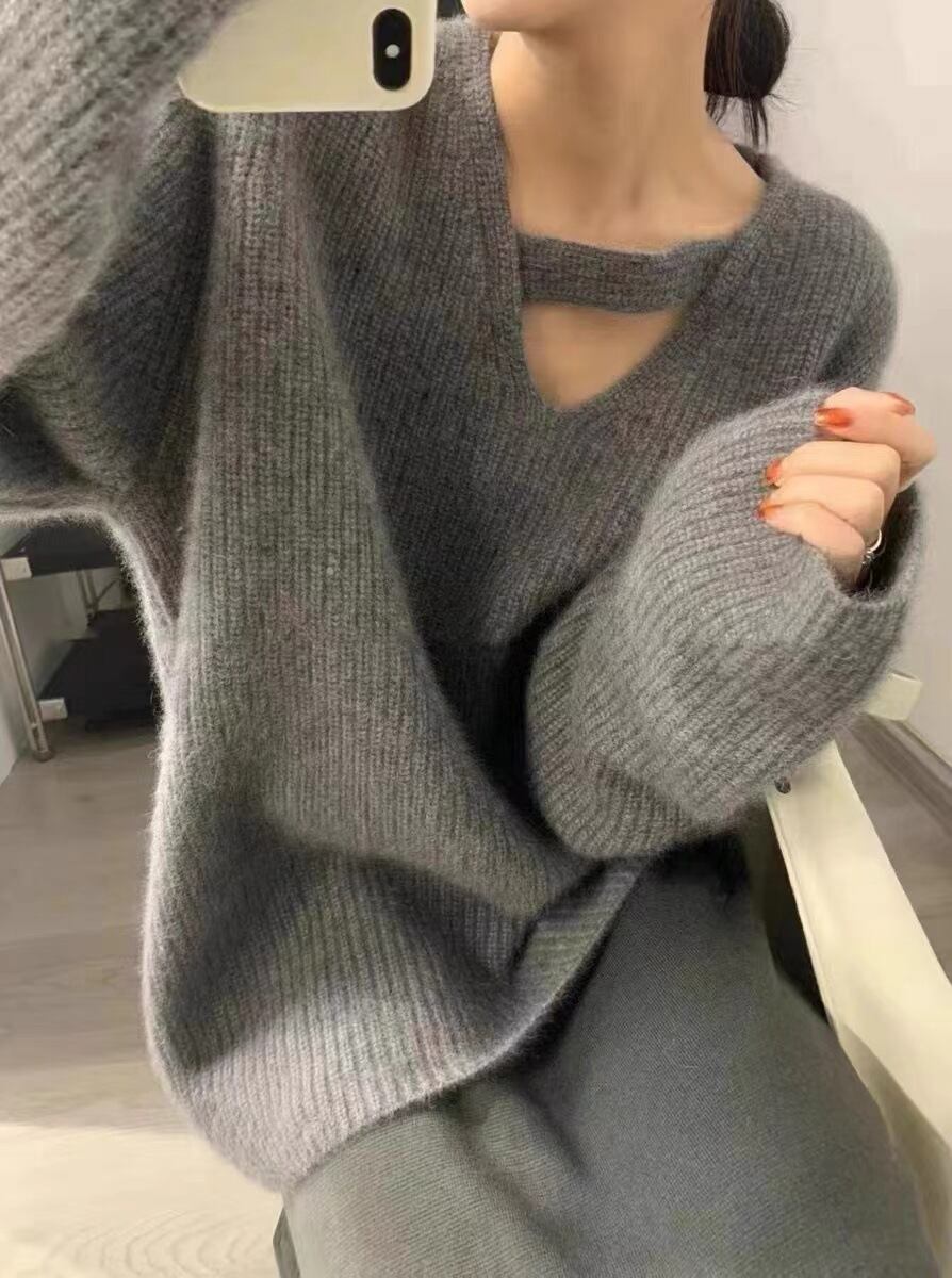 【tops】無地Vネックニットセーター　M17869