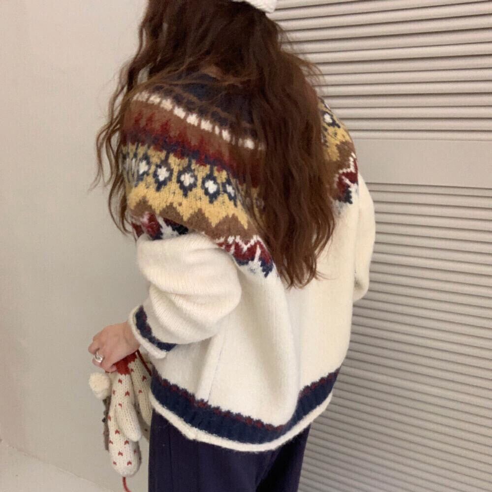 【tops】ジャカードニットセーター　M27108