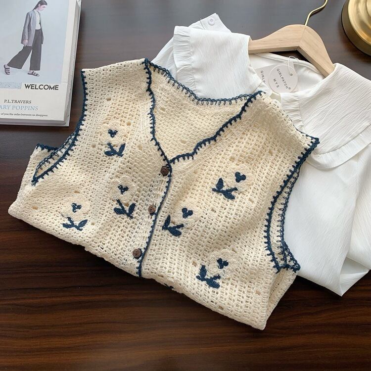 【tops】ジャカードニットベスト　M29422