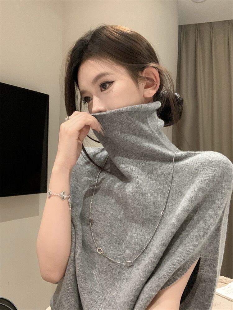 【tops】ハイネックニットケープ　M27049