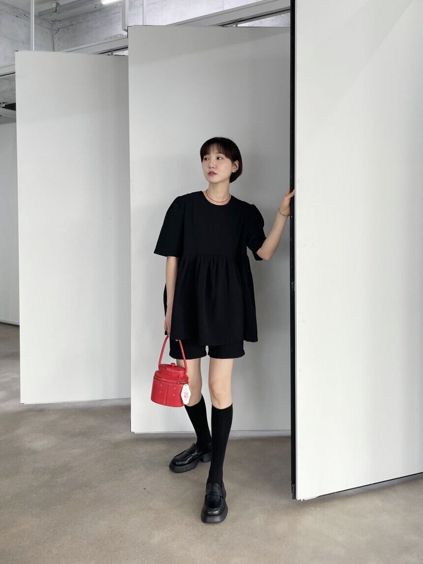 【set】ラウンドネックトップス+ショートパンツ２点セットG21509