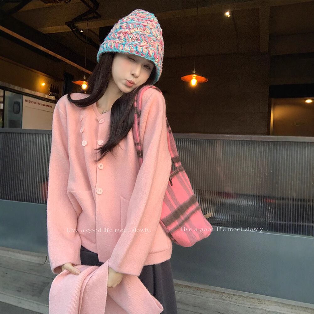 【outer】ニットカーデマフラー付き　M27737