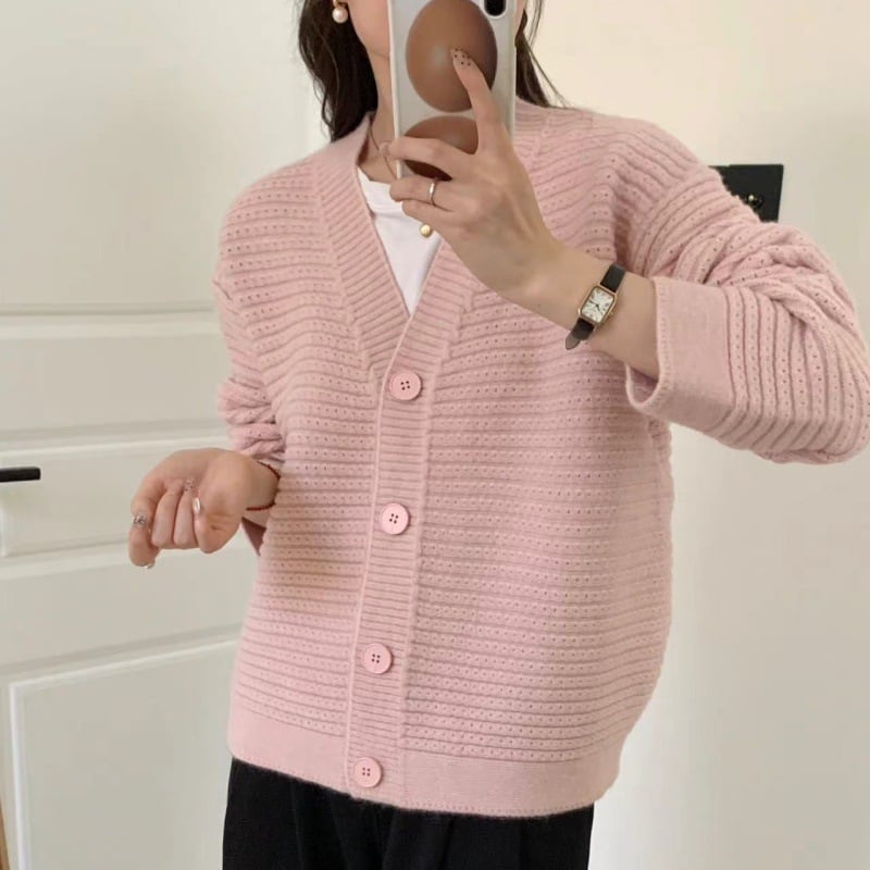 【outer】Vネックニットカーデ　M25863