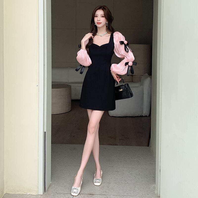 【dress】リボンランタンスリーブワンピース G21129