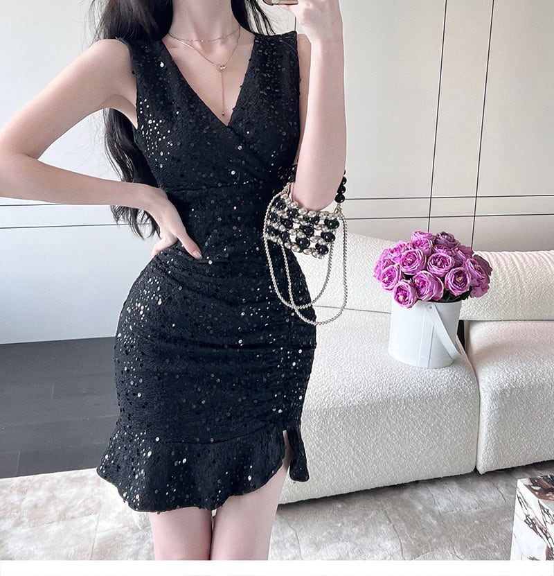 【dress】Vネックワンピース　M25183
