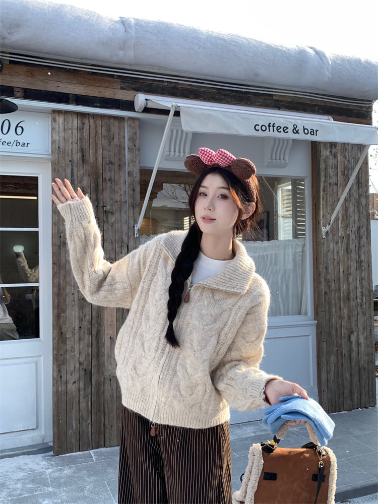 【outer】ファスナーニットカーデ　M27456