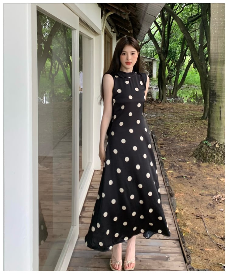 【dress】ノースリーブドット柄ワンピース　M24575