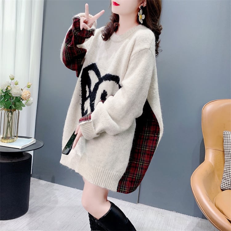 【tops】切り替えニットセーター　M26948