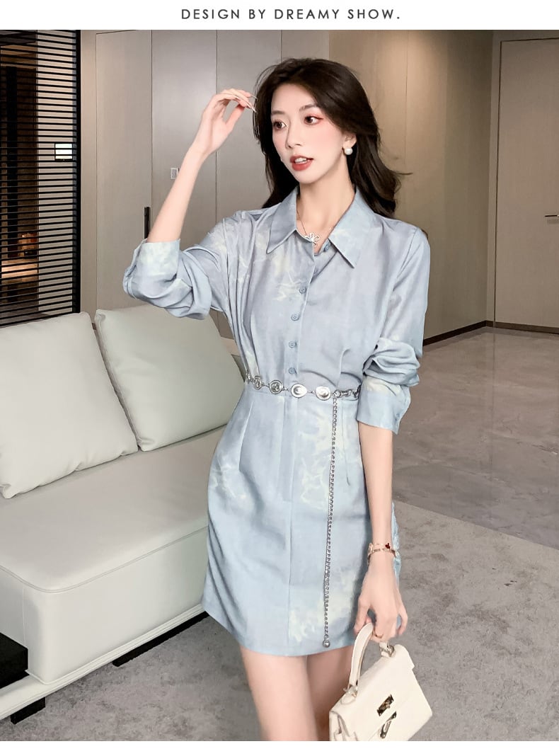 【dress】シャツワンピースベルト付き　M29681