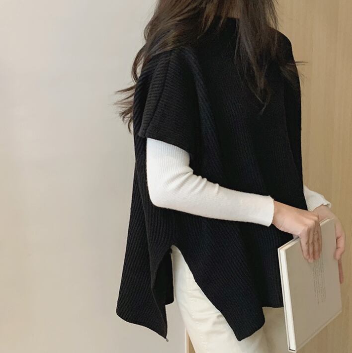 【tops】スリットケープニットジレ　M18411