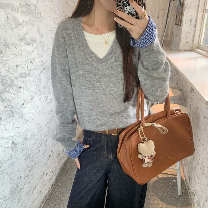 【tops】切り替えニットセーター　M27498