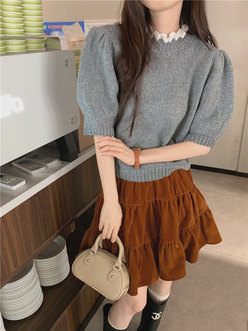 【tops】レースニットセーター　M26186