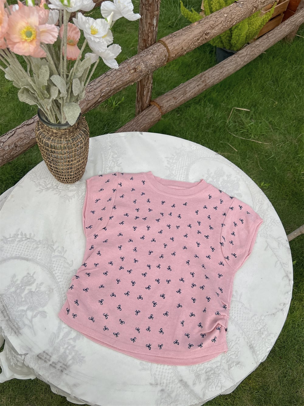 【tops】リボンニットTシャツG21554