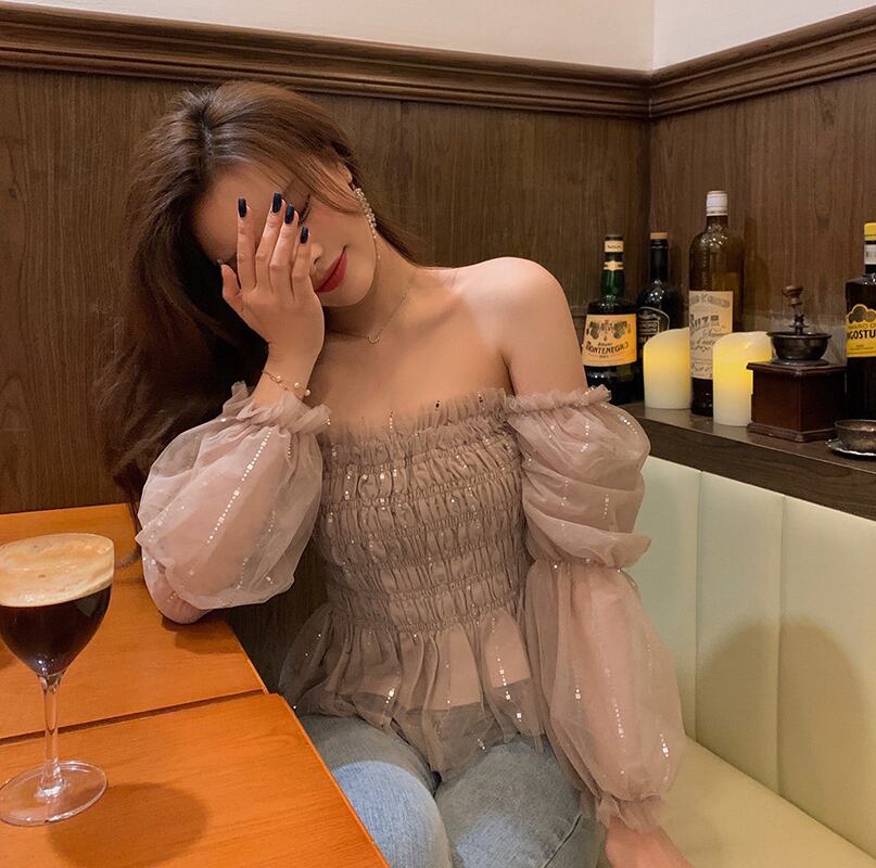 【tops】清新合わせやすいボートネック体型カバーファッションブラウスF0081