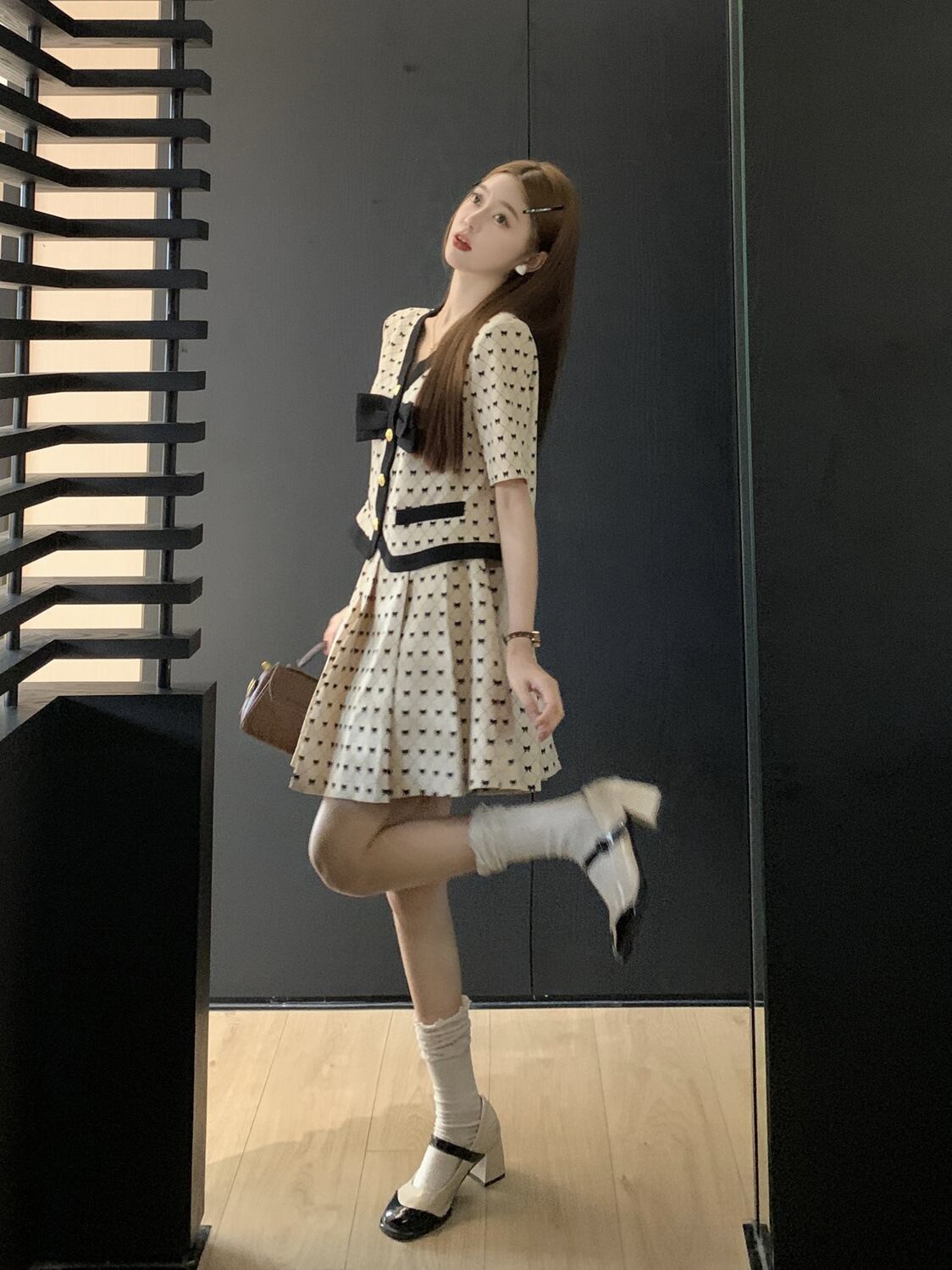 【set】リボントップス+スカート２点セットG20495