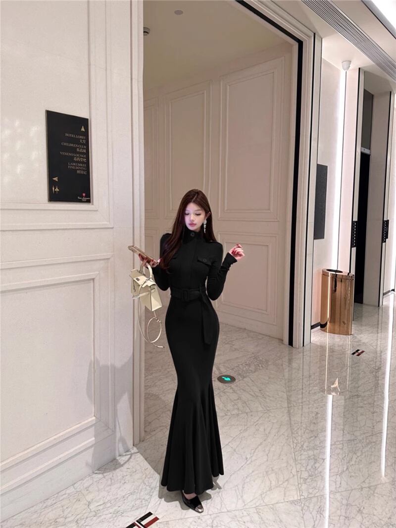【dress】ロングマーメイドワンピース Q7604