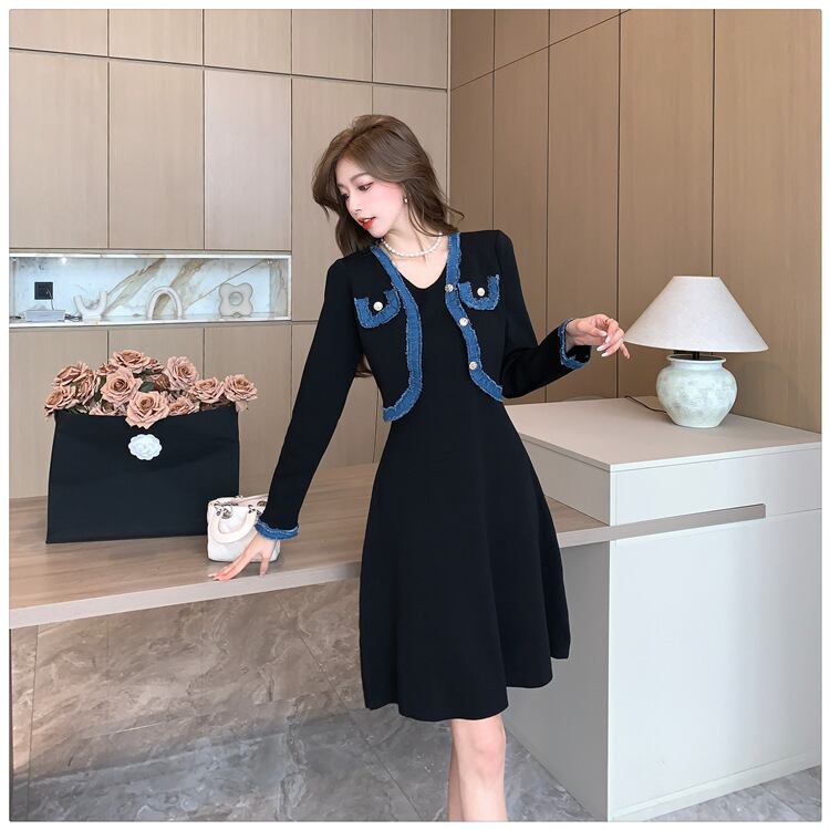 【dress】ドッキングニットワンピース　M18359