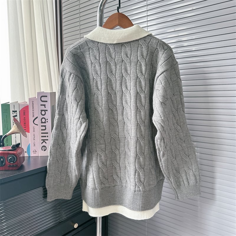【tops】切り替えニットセーター　M28622