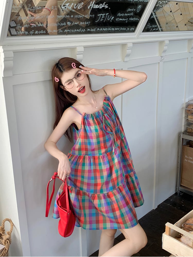 【dress】チェック柄キャミワンピース　M25035