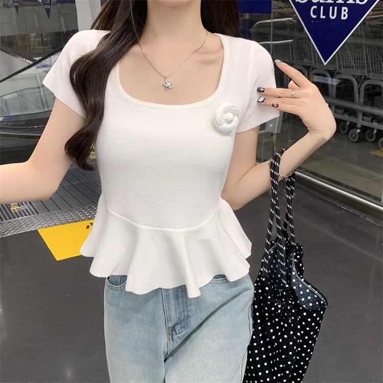 【tops】立体フラワーニットトップス　M24585