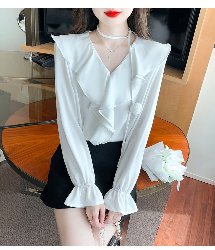【tops】フリルシャツトップス　M25769