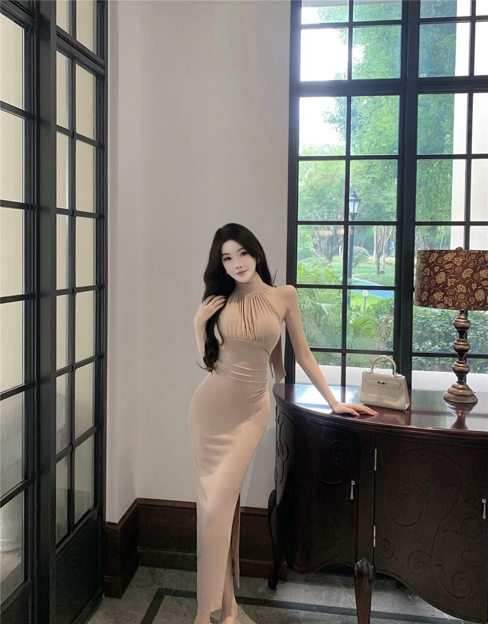 【dress】ノースリーブロングワンピース Q8082