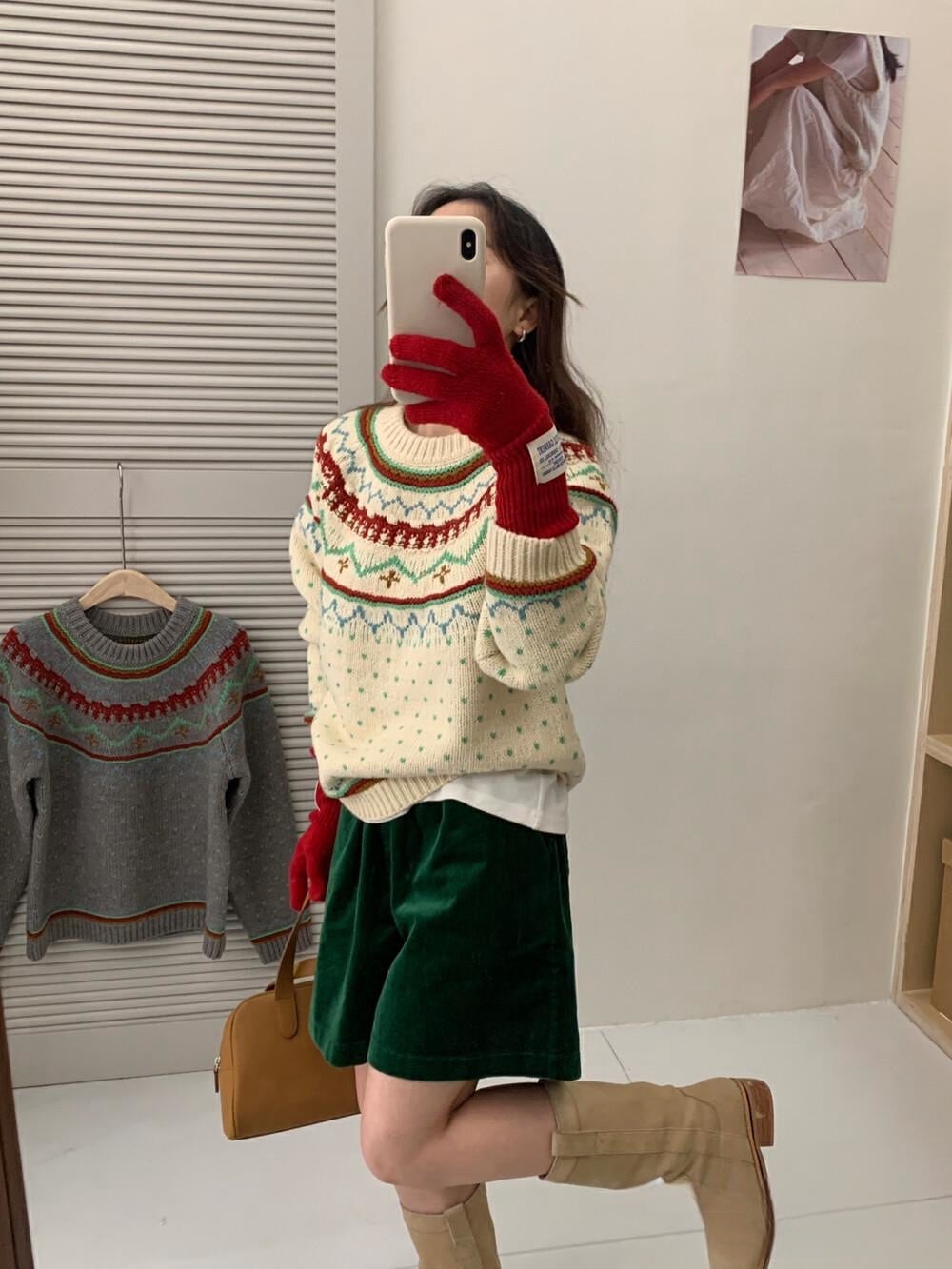 【tops】ジャカードニットセーター　M27107