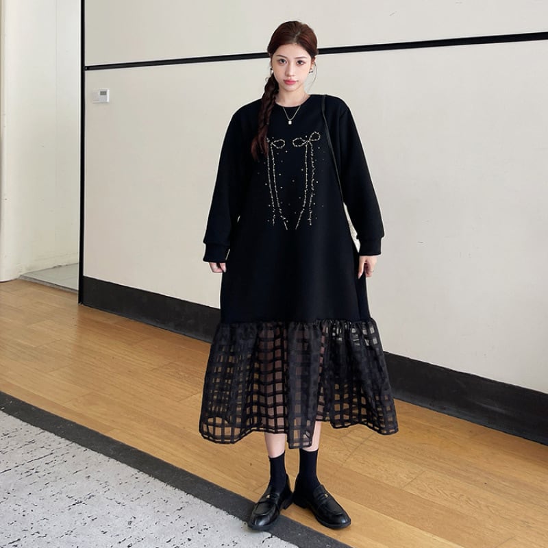 【dress】ビジュードッキングカジュアルワンピース　M28929