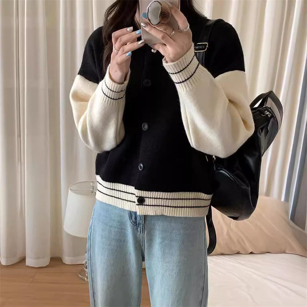 【outer】配色ニットカーデ　M25964