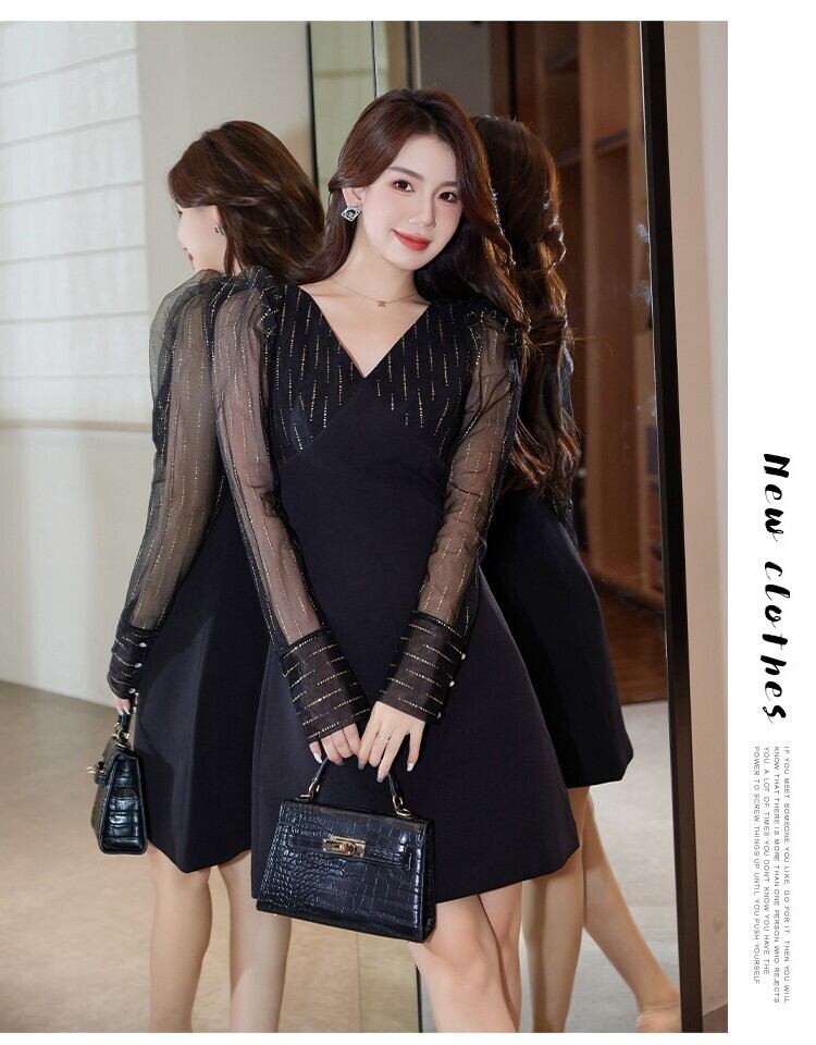 【dress】Vネックワンピース　M18656
