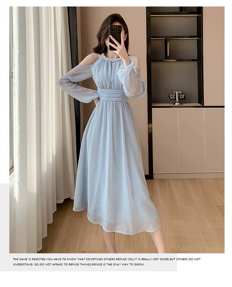 【dress】ビーズオフショルダーワンピース G20140