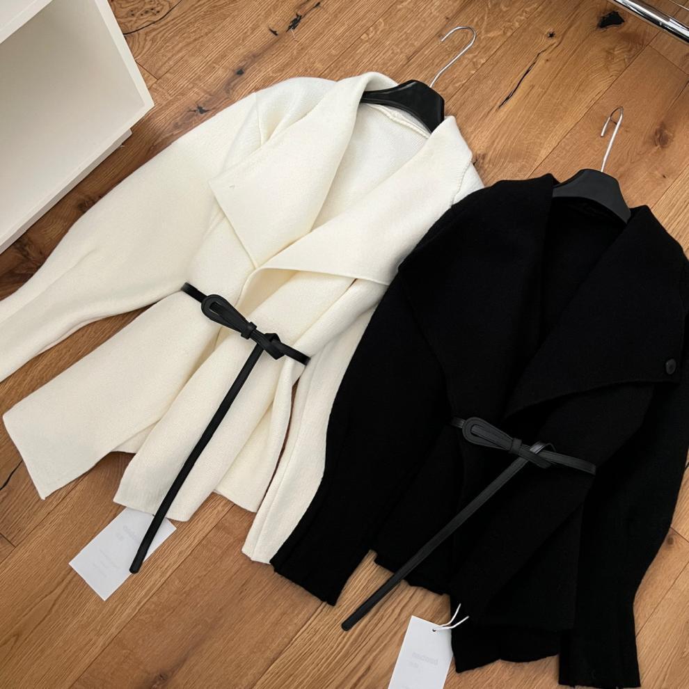 【outer】折り襟ニットコートベルト付き　M27724