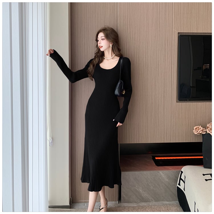 【dress】無地ニットワンピース　M18293