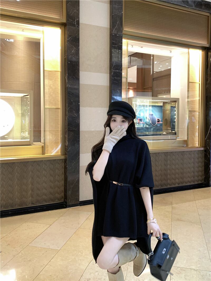 【tops】ケープニットトップスベルト付き　M26825