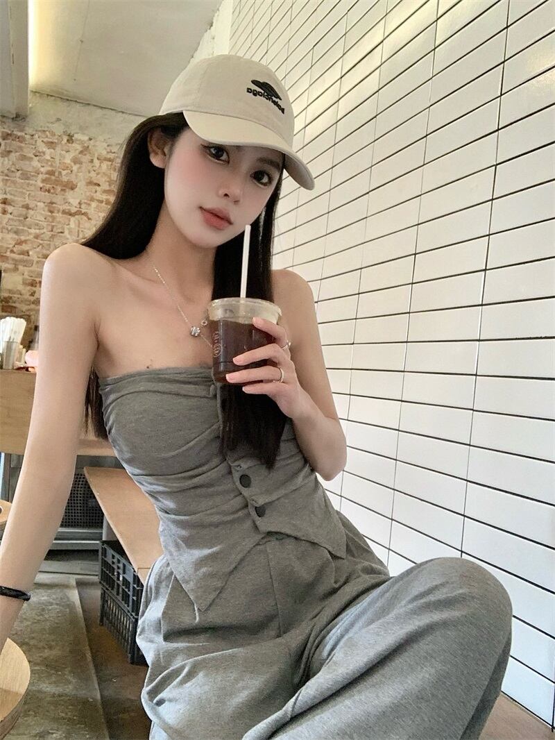 【set】ベアトップ+カジュアルパンツ２点セットG21035