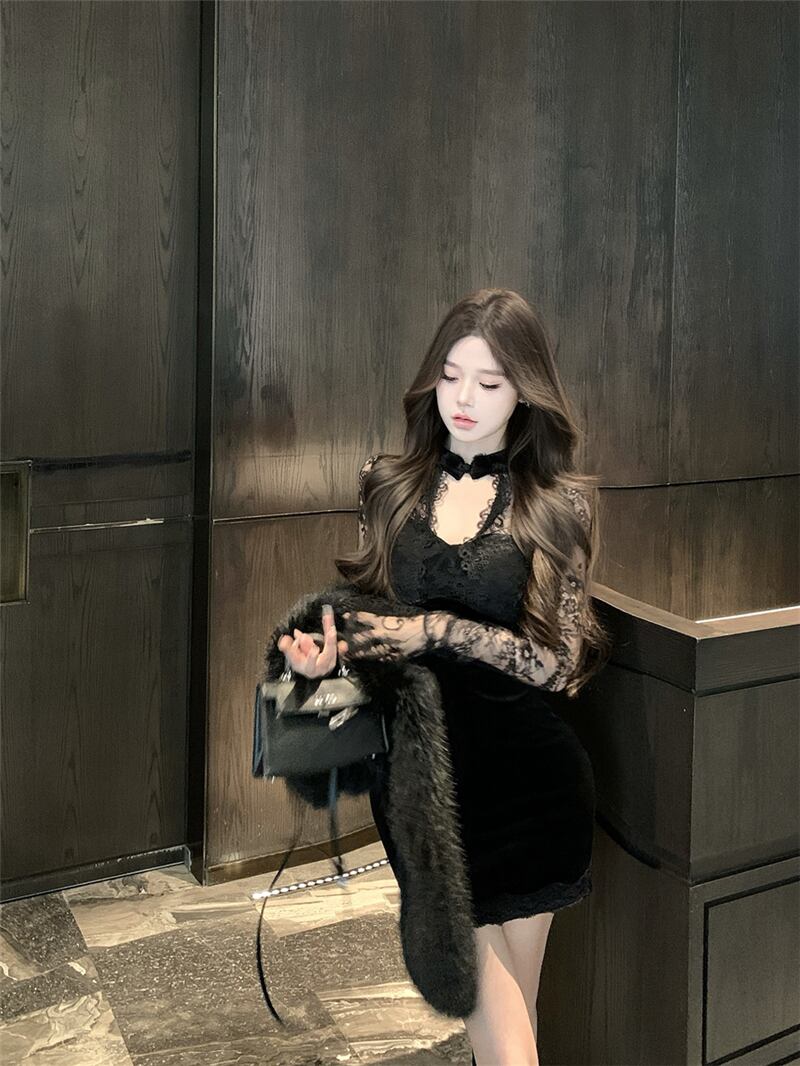 【dress】レースドッキングワンピース　M28494