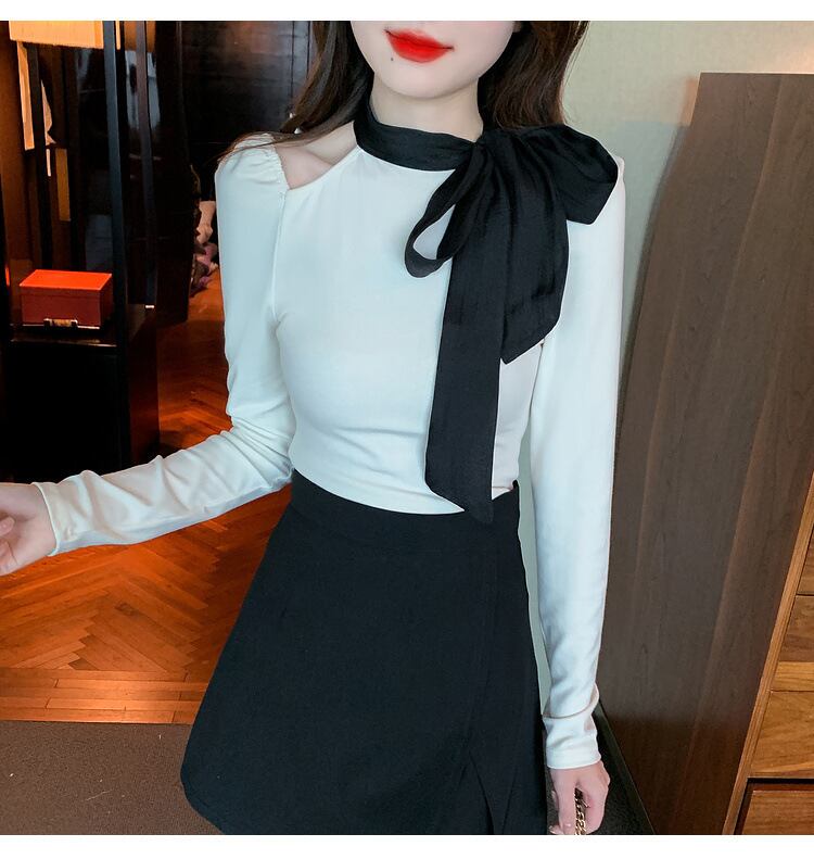 【tops】リボン付きオフショルダートップス　M29380