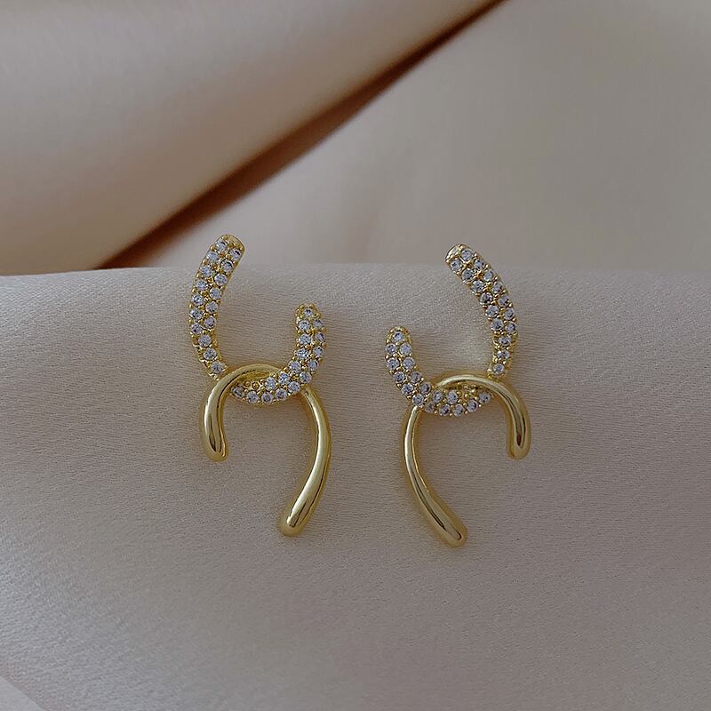 【小物】魅力的 chicエレガントファッションラインストーンピアスアクセサリー