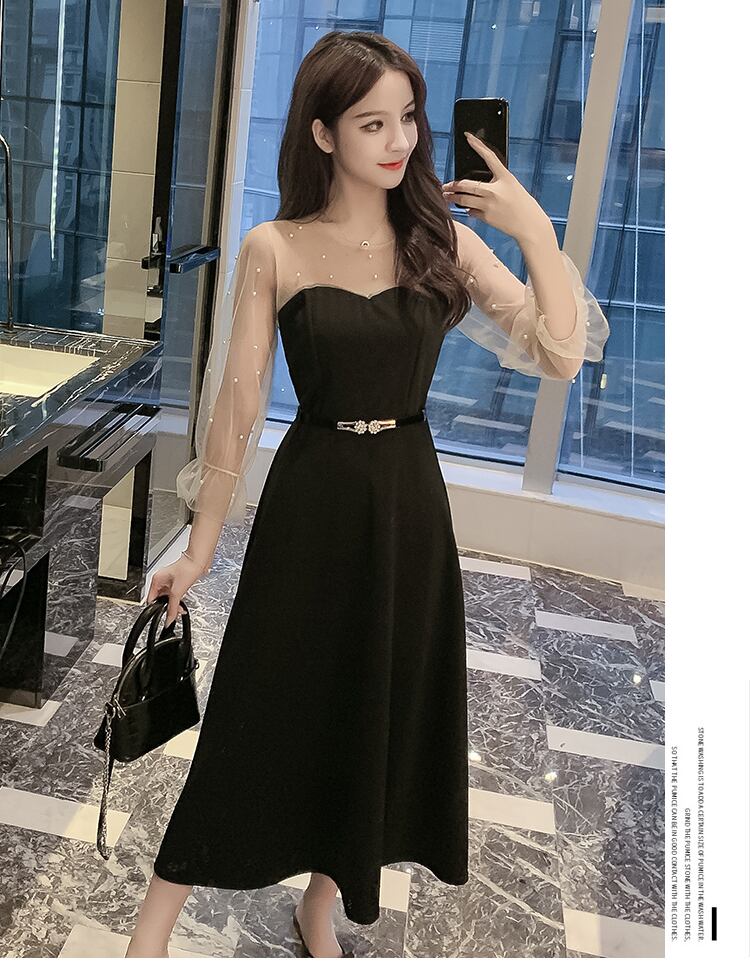 【dress】優しい雰囲気!韓国風気質満点魅力的レトロパフスリーブワンピース G0188