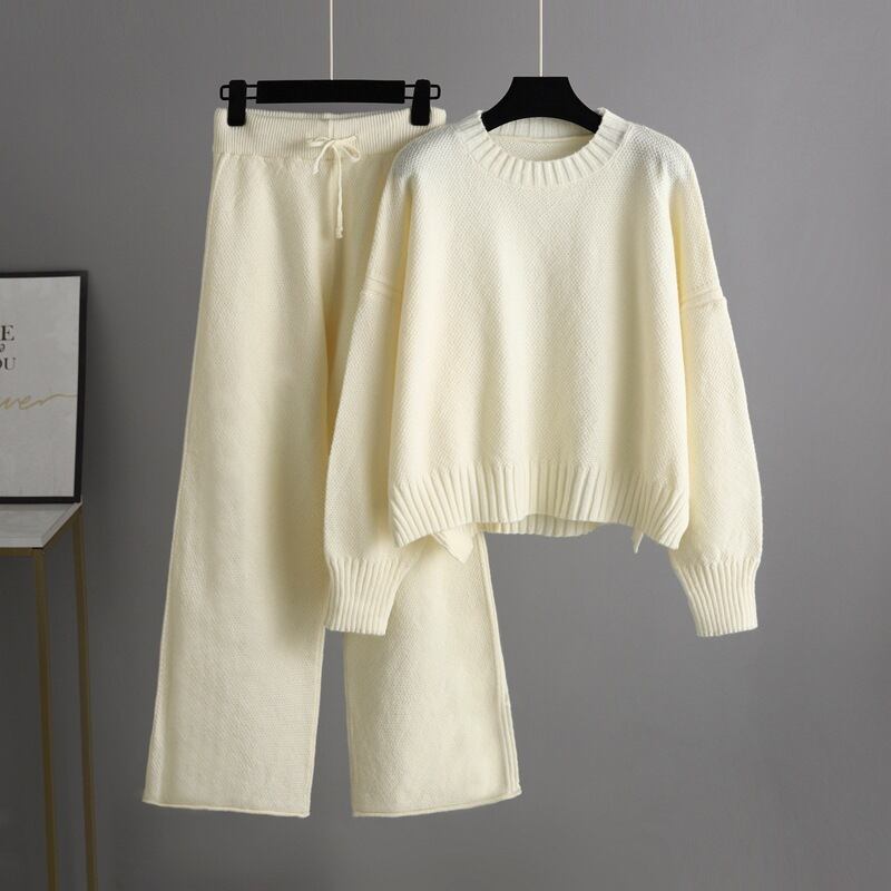【set】ニットセーター×ワイドパンツセット　M28444