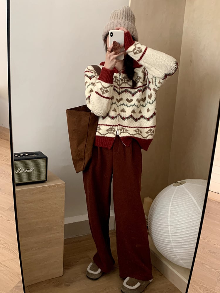 【outer】ジャカードニットカーデ　M27120