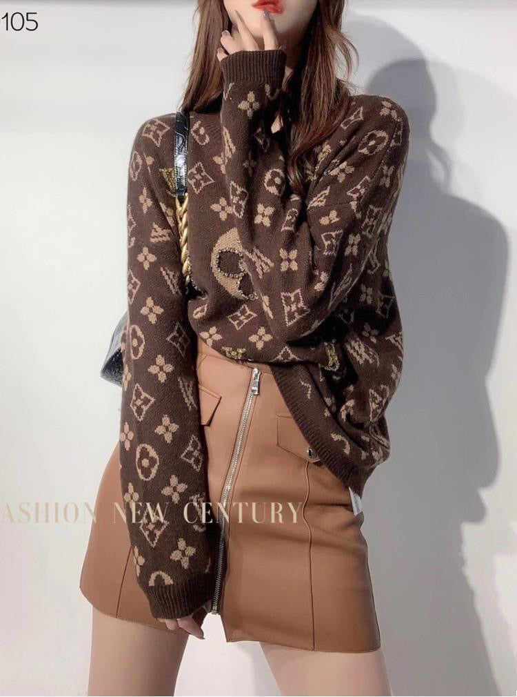 【tops】2色長袖ニットセーターF8144