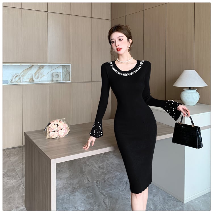 【dress】パールニットワンピース　M27487